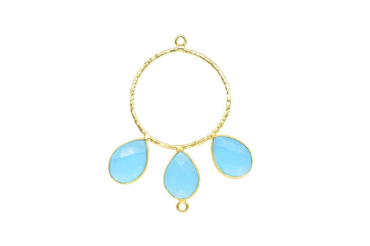 Peru Chalcedony Pendant/Gold Plated Jewellery/Connector Jewellery/Gemstone Jewellery/Brass Connector Jewellery/Double Bail Pendant/Gift