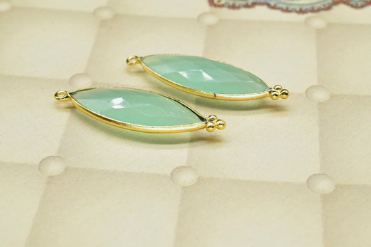 Aqua Quartz 10x30mm Bezel charm,Station Bezel Link Jewelry Suppliy,Aqua Quartz jewelry,marquise Shape Pendant,Aqua Quartz Gemstone Connector