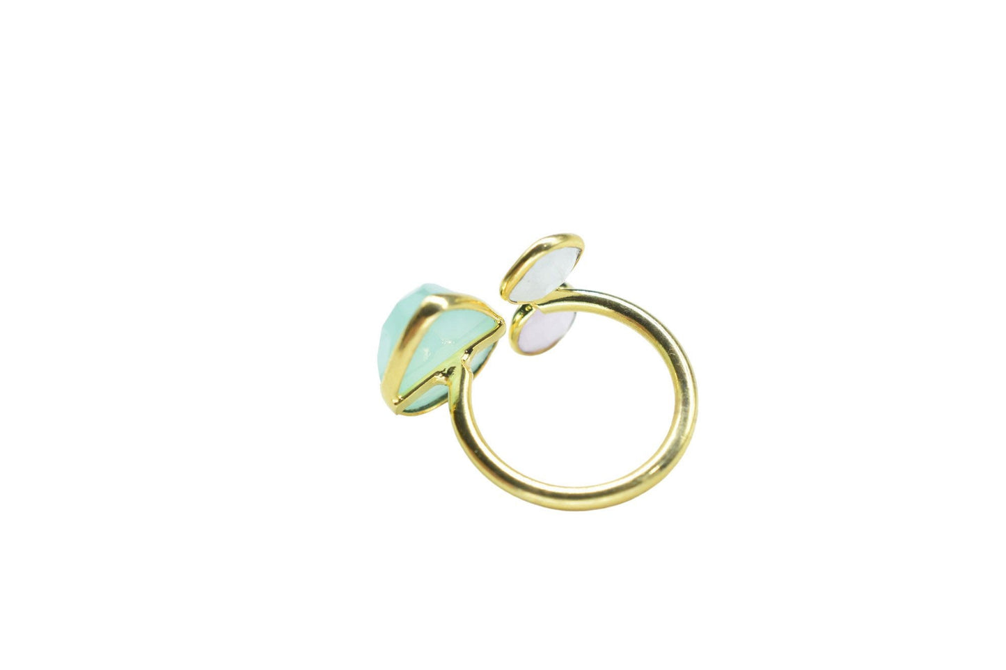 Aqua Chalcedony Ring/Gemstone Ring/Adjustable Ring/Handmade Ring/Gold Plated Ring/Rose Quartz Ring/Bridal Ring//Multi Gemstone Ring/Gift