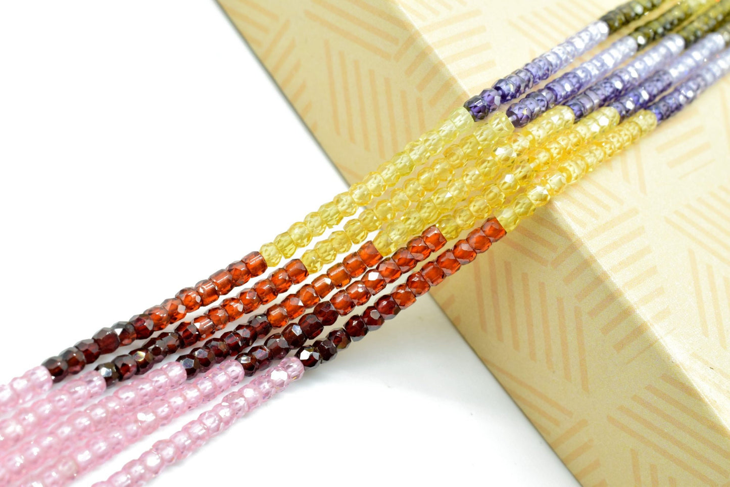 5 String Of Multi stone semi precious 3mm beads Necklace,Shaded Mix Zircon Stone Necklace, Faceted Jewelry Beads, 5 Multi Strand Necklace