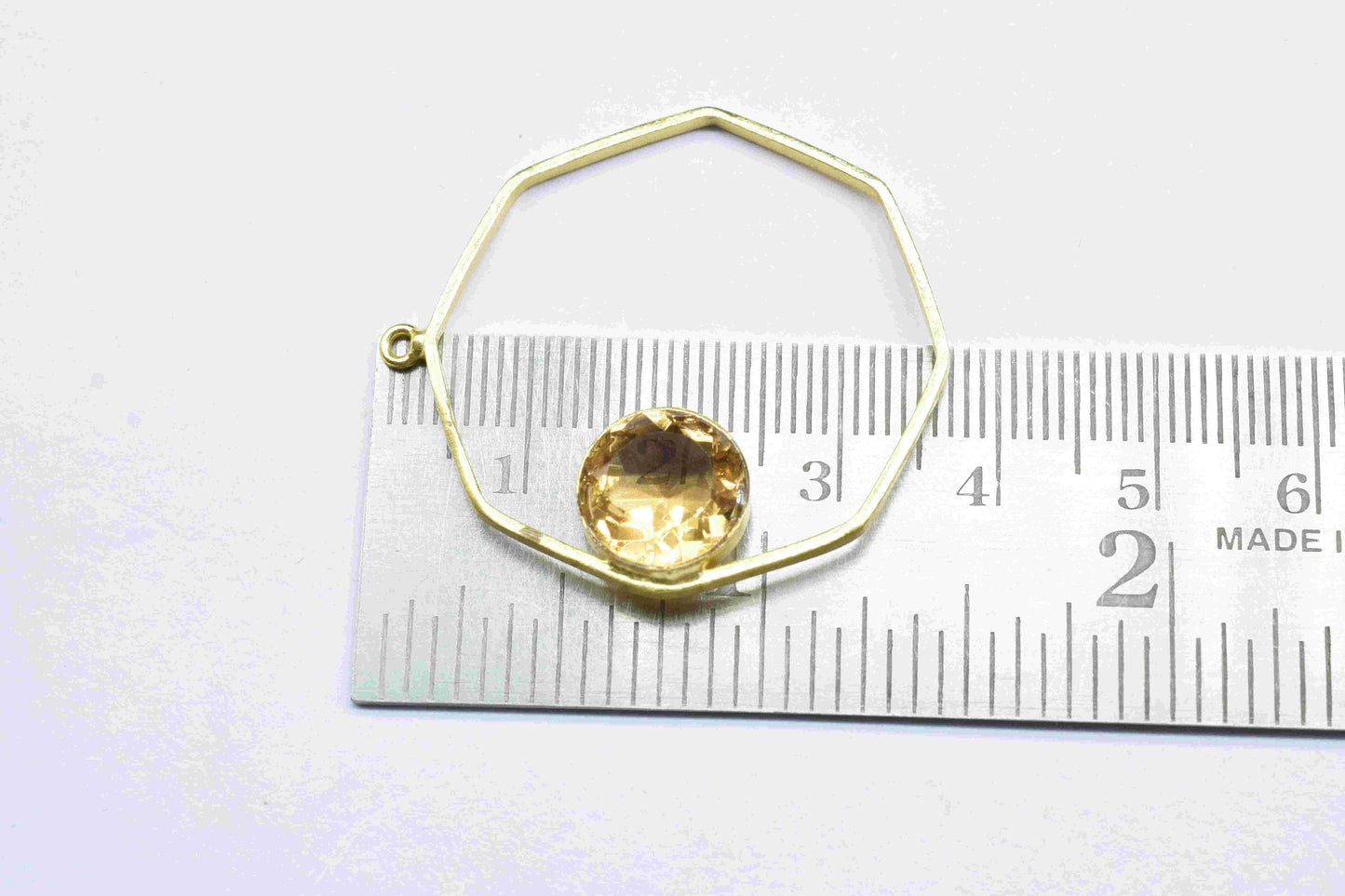 Citrine Quartz 10mm Round Shape Component,Gemstone Single Bail Connector,Finding Hexagon Shape Pendant,Citrine Quartz Earring,Jewelry Making
