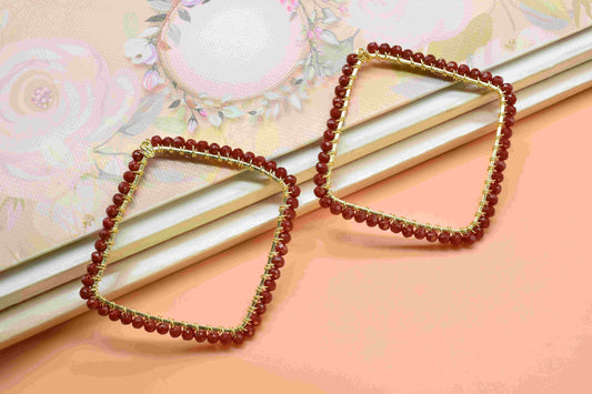 Rhodolite Garnet Beaded Earring Connector,Gemstone Wire Wrapped Component,Dangle Earring Component,Finding Necklace Connector,Garnet Jewelry