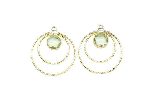 Green Amethyst Round Faceted Bezel Connector,Amethyst Single Bail Bezel Connectory,Green Gemstone Pendant,Handmade Jewelery,Amethyst Jewelry