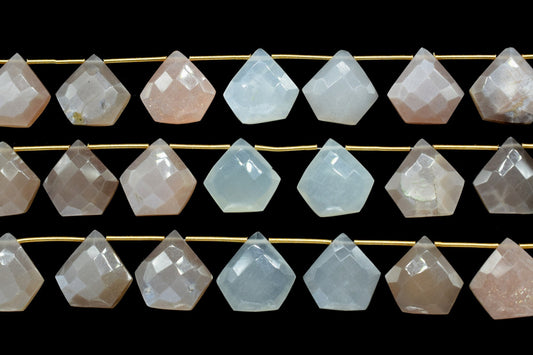10 Pieces Strand Multi Moonstone Diamond shape Briolettes,Multi Moonstone Briolette,Sold By Strand,Multi Moonstone diamond briolettes,Jewels