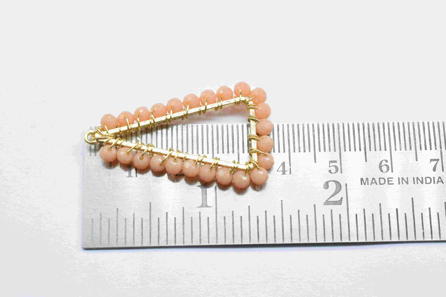 Peach Moonstone Wire Wrapped Dangle Earring, Gemstone Component, Handmade Earring Connector, Finding Necklace,Peach Quartz Component Jewelry