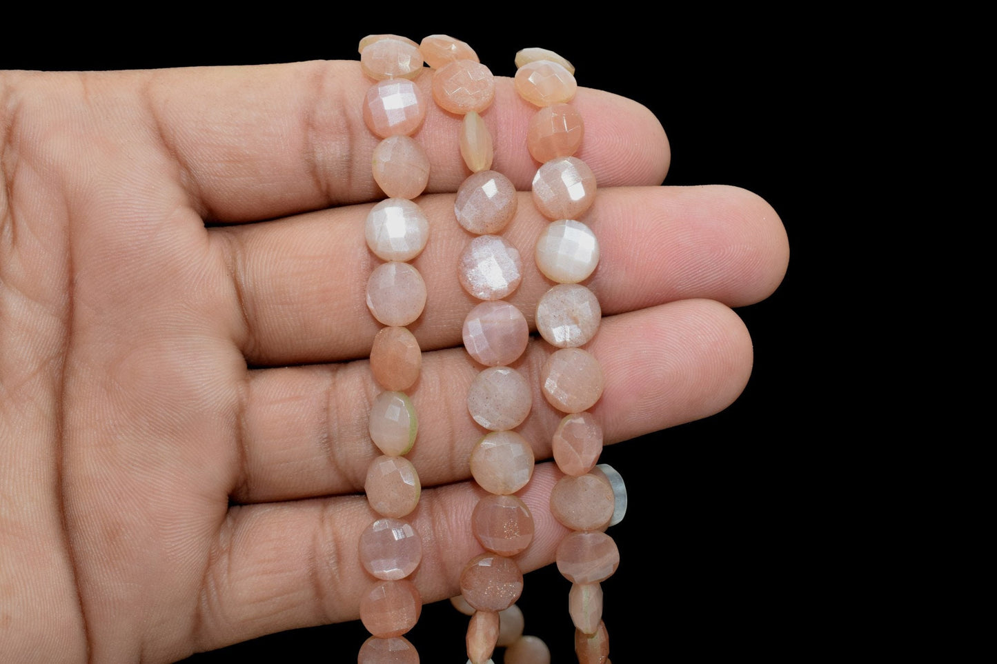 Peach Moonstone 8mm Coin Beads ,Faceted Gemstone Coin beads, Jewelry Supplies,Peach Moonstone Faceted Coin,Faceted Coin Shape Beads,Gemstone