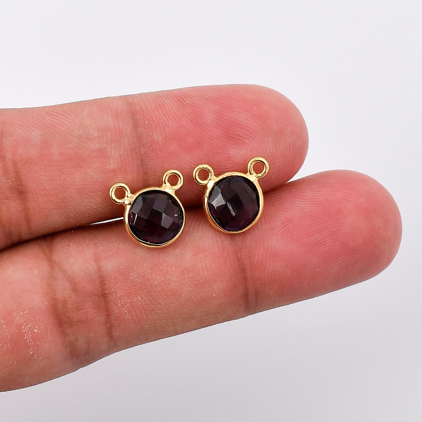 Amethyst charms,Amethyst double connector pendant,jewelry making charms,Gemstone connector,Brass charms,Gold plated charms,Jewelry supplies