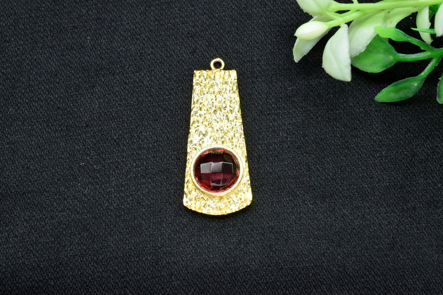 Pink Tourmaline Pendant ,Pink Tourmaline Gemstone Handmade Pendant , Single Bail Charms , Gold Plated Connectors , Gemstone Connector Charm