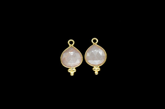 Peach Moonstone 10mm Heart Shape Pendant,Moonstone Gold Plating single bail Jewelry making supplies,Peach Moonstone Charm Pendant Jewelry