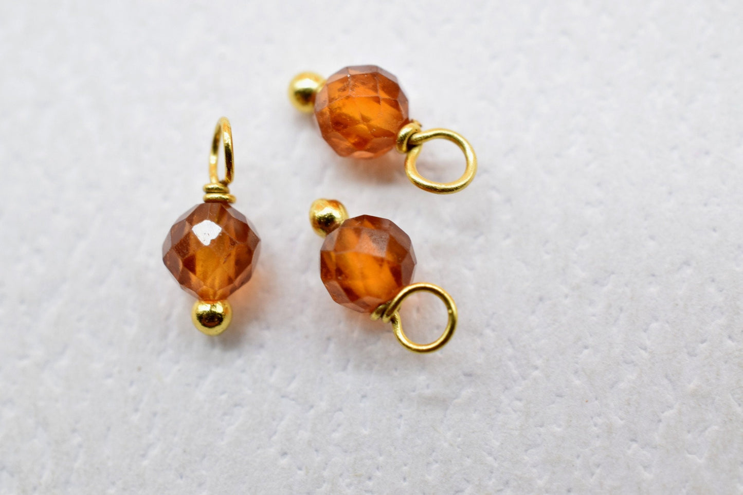 Hessonite Garnet Single wire wrapped Beads,Earring Connectors,Hessonite Garnet Faceted Beads,Hanging Beads,Jewelry Making Supply,Tiny Charms