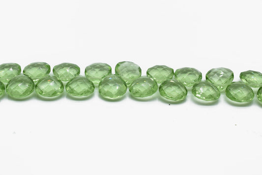 Green Amethyst 14mm Heart Shape Briolettes,Peridt Side drilled Briolette,Jewelry making supplies,craft supplies,Amethyst Briolettes beads,