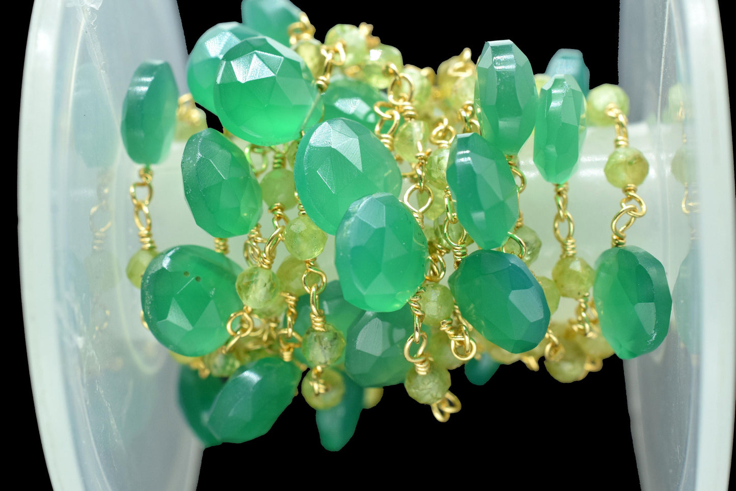 Green Onyx 3mm Rosary Beaded Chain,Green Onyx Heart Shape Rosary Chain,Sold By Foot,GreenOnyx briolette beaded chain,Green Onyx rosary chain