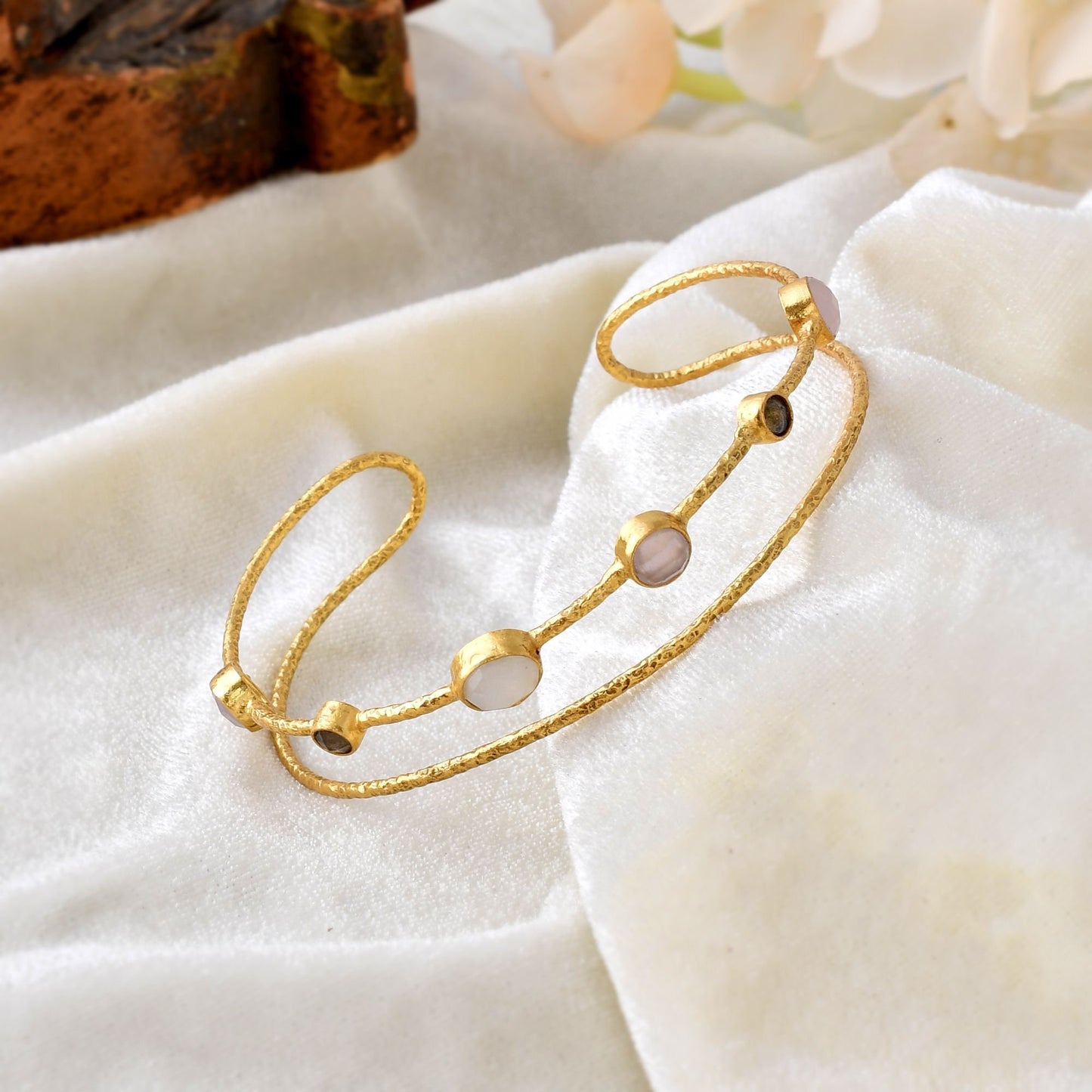 Multi Gemstone Bangle/Handmade Bangle/Hoop Bangle/Matte Bangle/Vermeil Blue Flash Bangle/Gold Plated Bangle/Rose Quartz Bangle/Labradorite