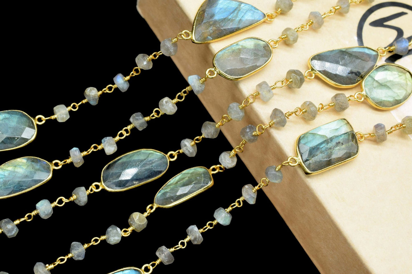 Labradorite Faceted Bezel Connector,Labradorite Bezel Chain,Free Size Gemstone Connector,Jewelry making chain,Labradorite Bezel Jewelry