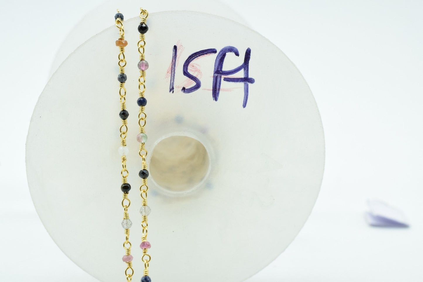 Multi Stones 2mm Beaded Chain,Multi Stones Rosary Chains,Gold Plating Wire Wrap Chain,Brass chain,Jewelry Making Chain,Multi Stones chains,