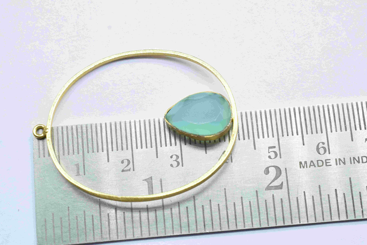 Aqua Chalcedony Gemstone Connector,Finding Oval Shape Pendant, Chalcedony 9x13mm Teardrop Earring, Finding Component Necklace,Aqua Jewellery