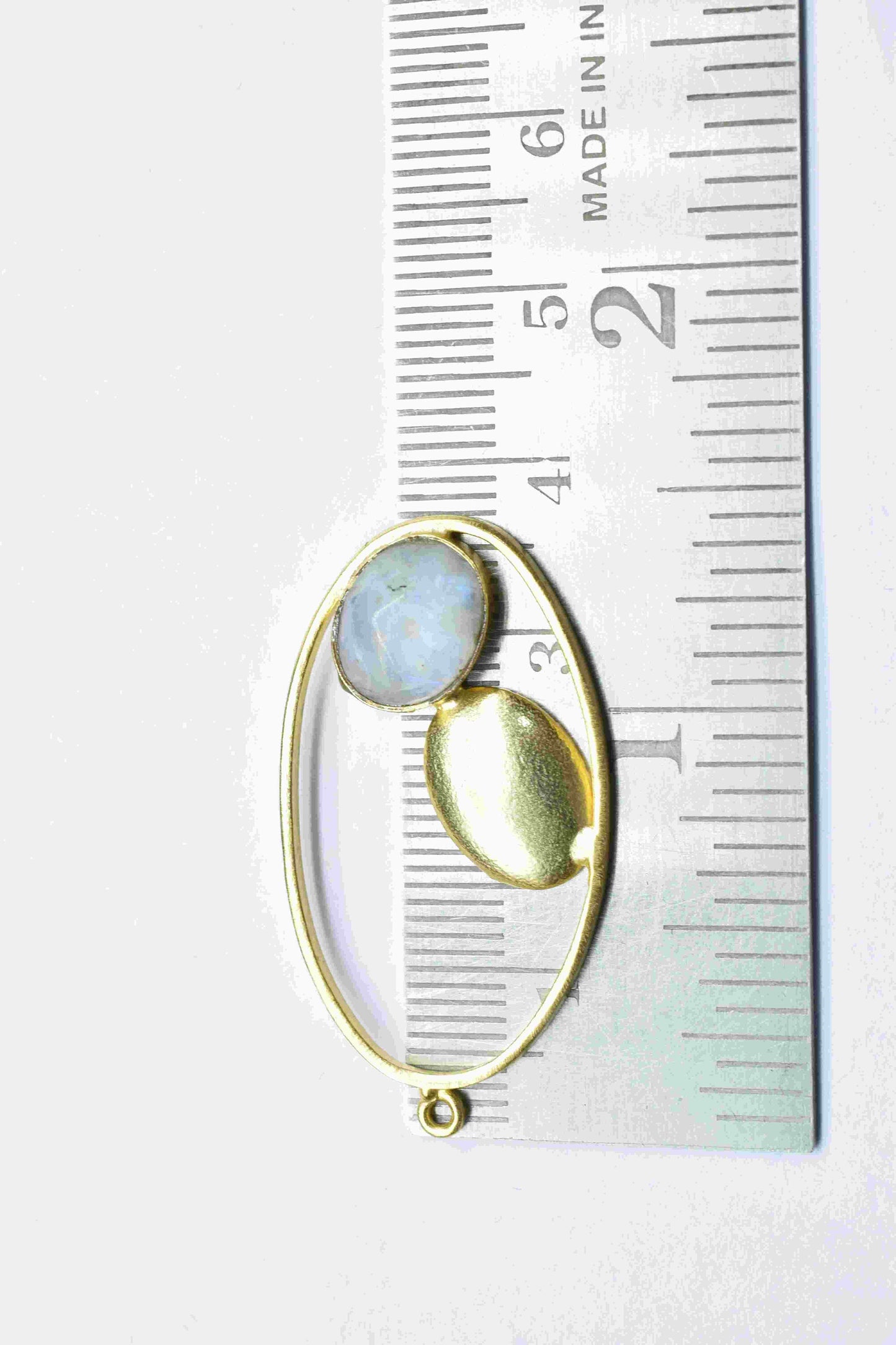 Moonstone Oval Shape Component,Gemstone Connectors Pendant,Moonstone Oval Pendant,Finding Gold Plated Jewelry,Moonstone Pendant,Gift For Her