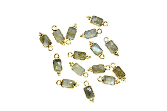 Natural Gemstone Labradorite Charms Pendant/Buguette Shape Pendant/Handmade Pendant/Tiny Pendant/Necklace Connector jewelry/B'day Gift