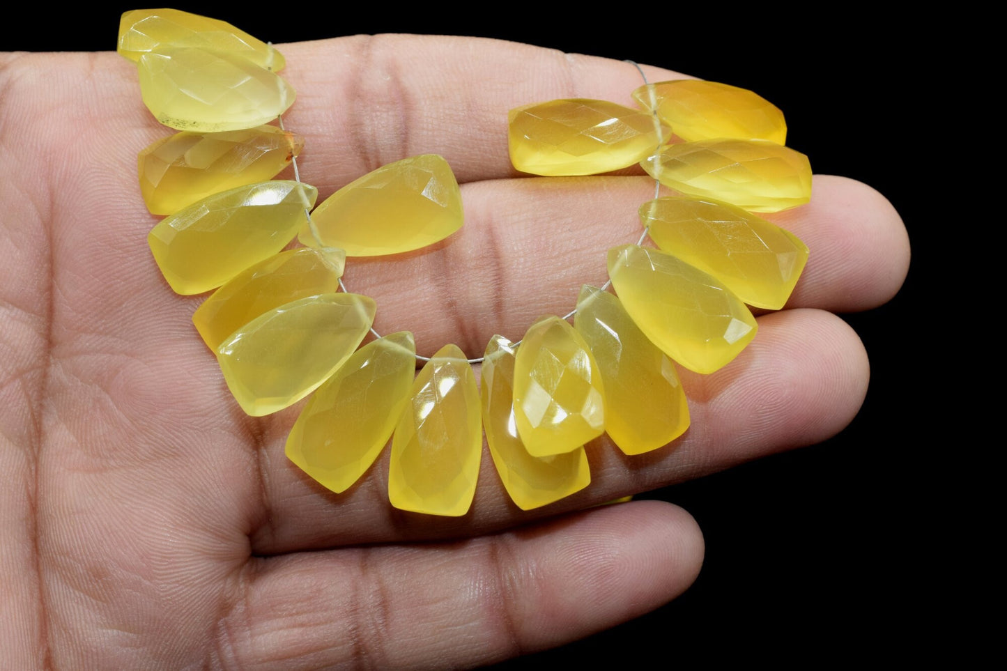 Yellow Chalcedony Faceted Pyramid Shape Briolette,Triangle Faceted beads,Chalcedony Briolettes,Jewelry Making Beads,AAA Briolettes