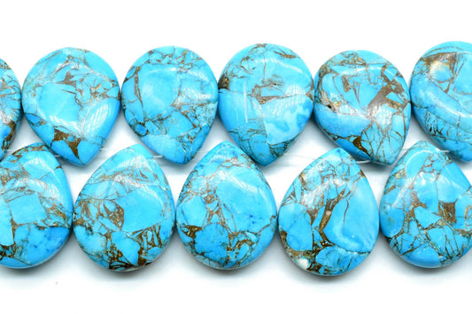 COPPER Turquoise 18x23mm Smooth Pear Shape Briolettes,Smooth Pear Shape Briolettes,Calibrated Gemstones beads,Turquoise Briolette beads