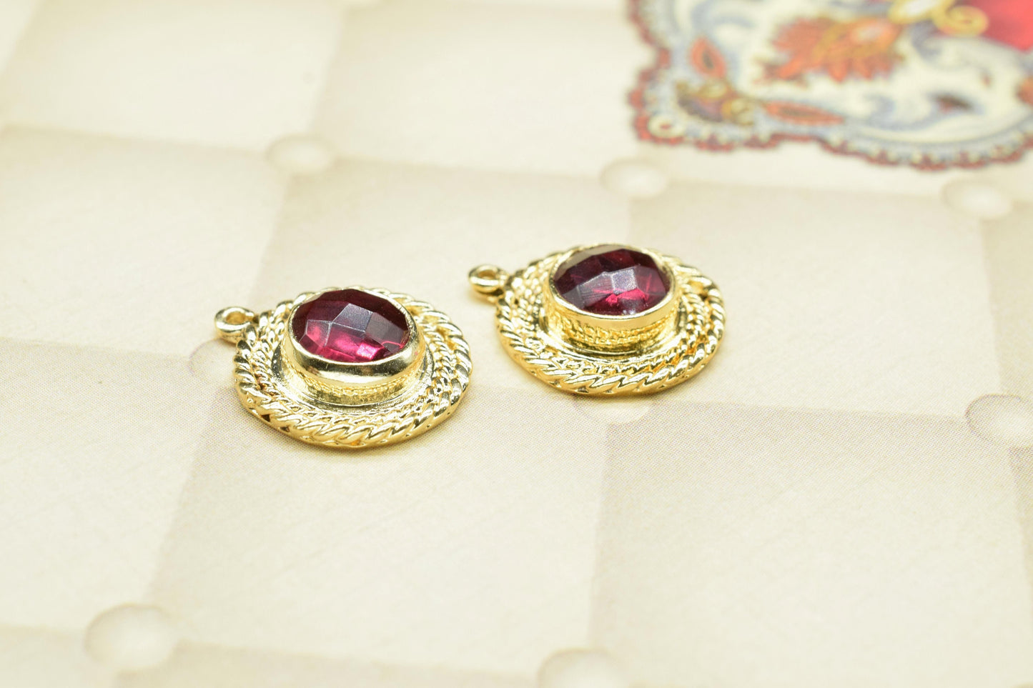 Gemstone Round Bezel Connectors,Handmade Component Pendant Beads Jewelry,Station Bezel Link,Craft Supplies,Single Bail Charms Pendants,Gift