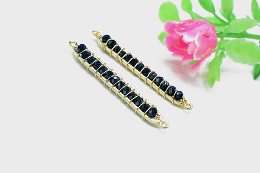 Blue Agate beaded Bar Finding Connector,Gemstone Bar Pendant Necklace,Blue Agate Bar Bracelet,Bead Bar Finding Component,Blue Agate jewelry