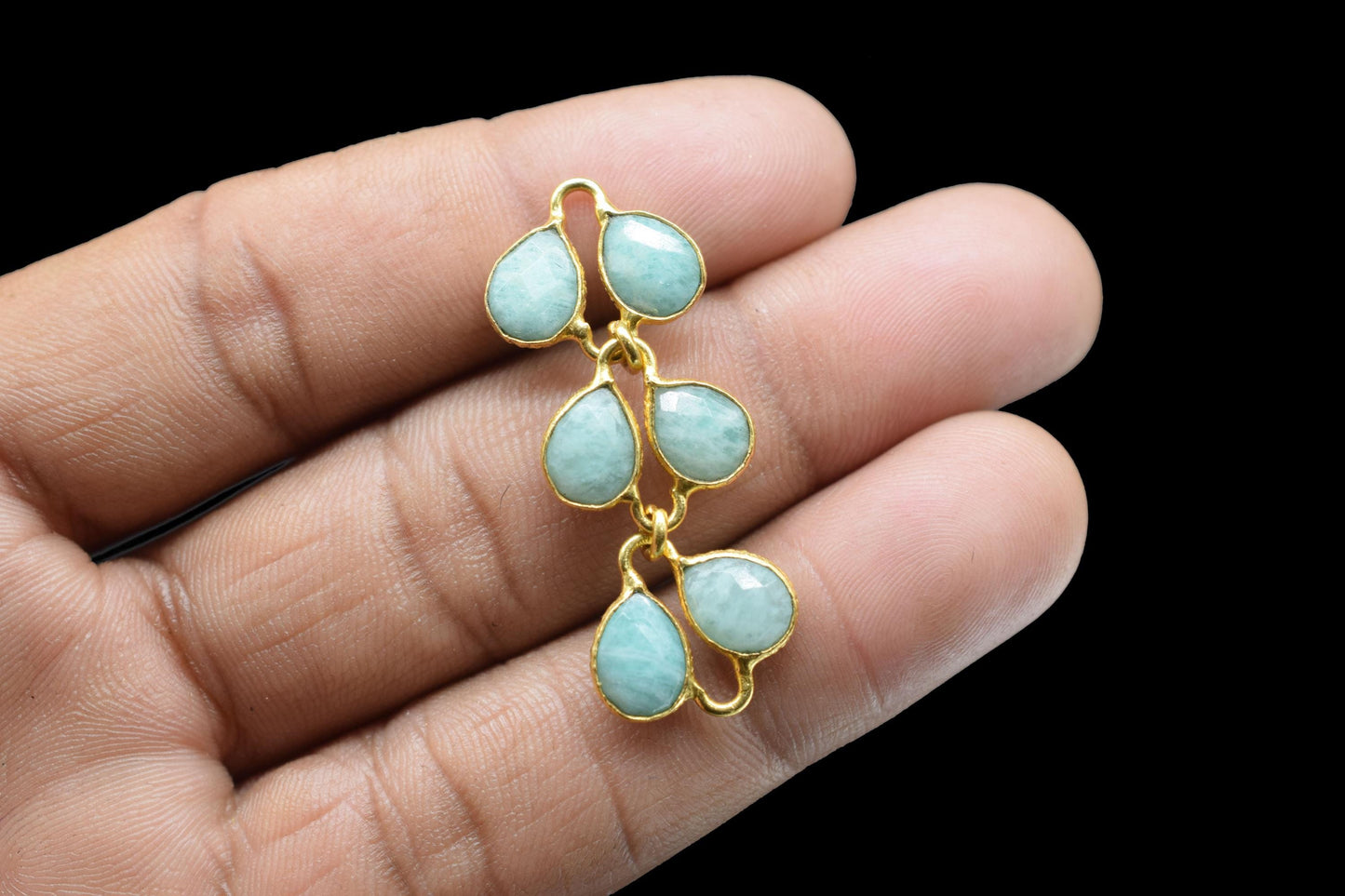 Amazonite Pendant Jewelry Charms/Gold Plated Pendant/Dangle Charms/Handmade Jewelry/Beass Connector/Wedding Jewerly/Women Jewelry/Gift