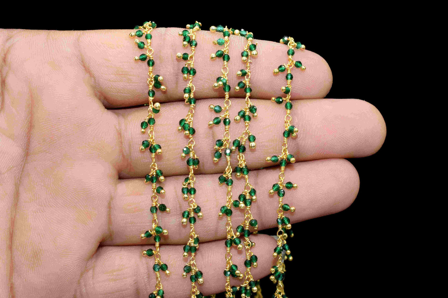 Emerald Quartz Cluster Rosary,Emerald 2mm To 2.5mm Faceted Rosary Chain,Emerald Rosary,Unique Rosary,Wire Wrapped Jewelry,Beads Rosary,Gift