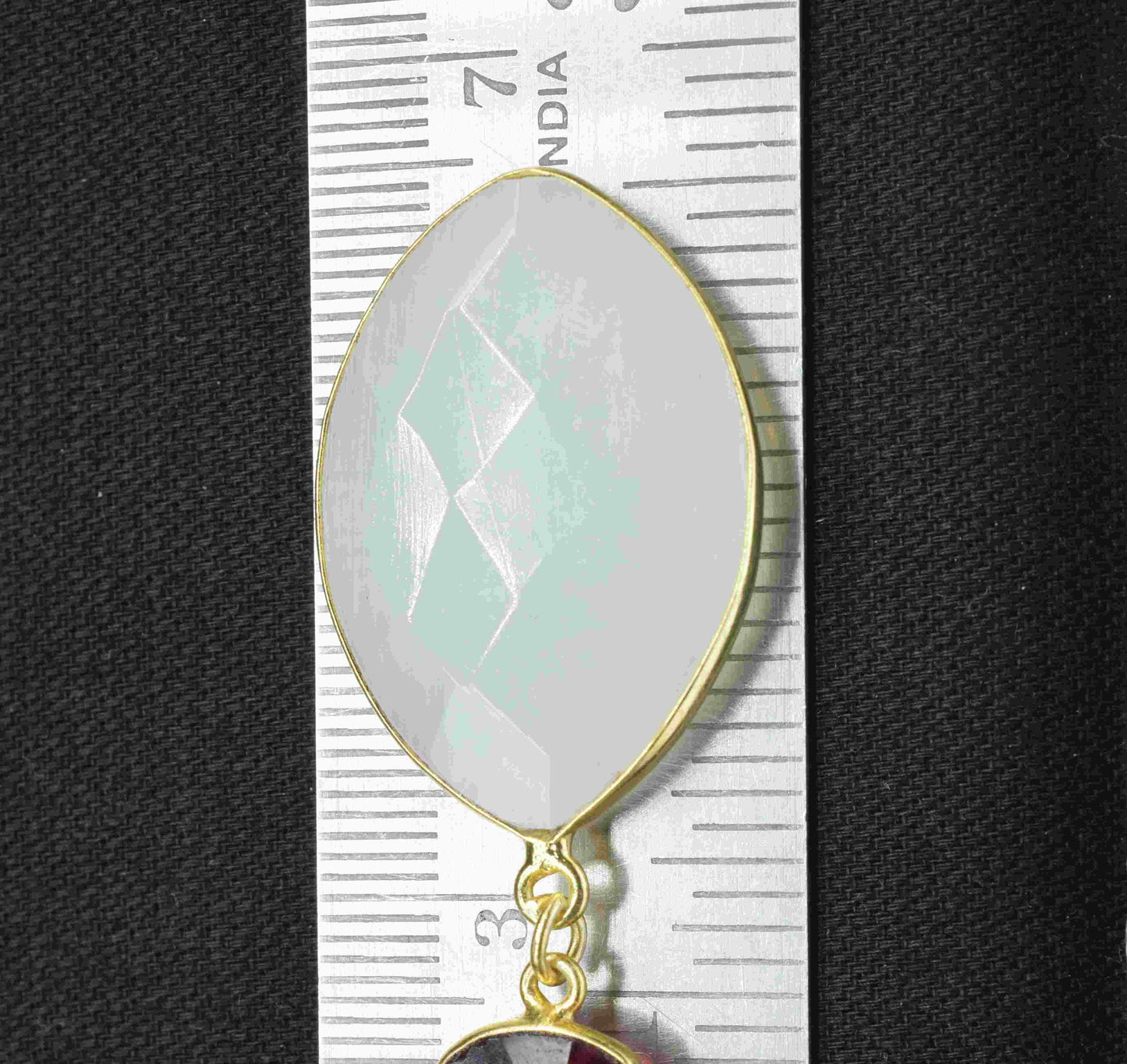 Pink Tourmaline+ White Rainbow Component Pendants ,Multi Stone Dangle Earrings ,Earring Component Jewelry ,Dangle pendant Charms, B'day Gift