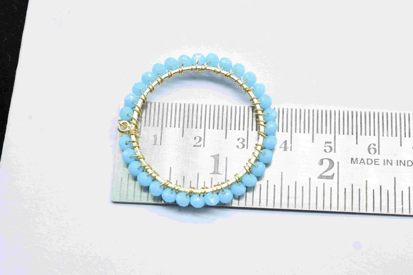 Turquoise Wire Wrapped Dangle Connector, Handmade Earring, Beaded Hoop Earring, Finding Component Turquoise Jewelry,Circle Pendant Component