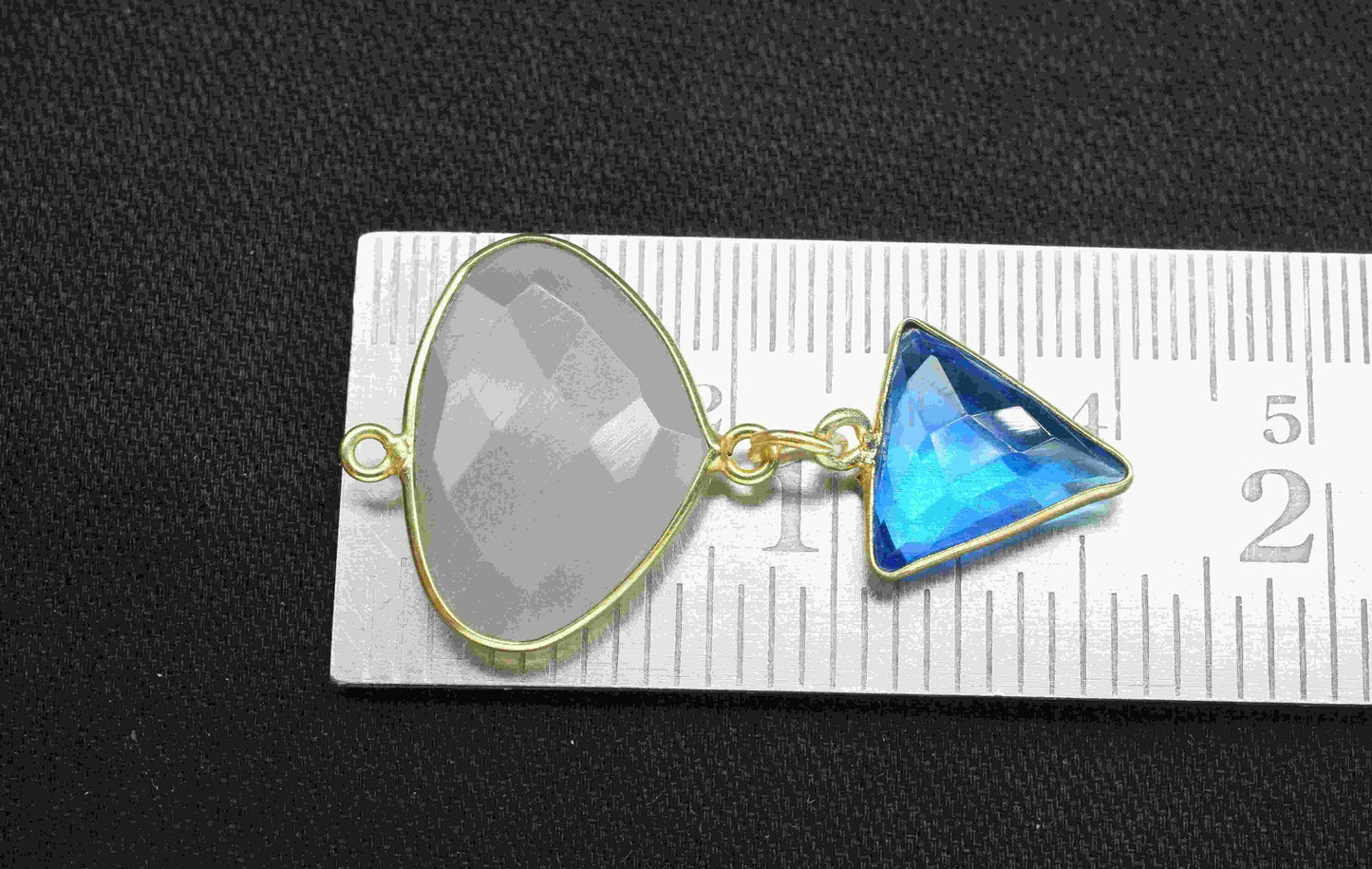 Peach Moonstone Pendant Charms , Blue Topaz Earring Component , Multi Gemstone Dangle Earring , Component Jewelry , B'day Gift