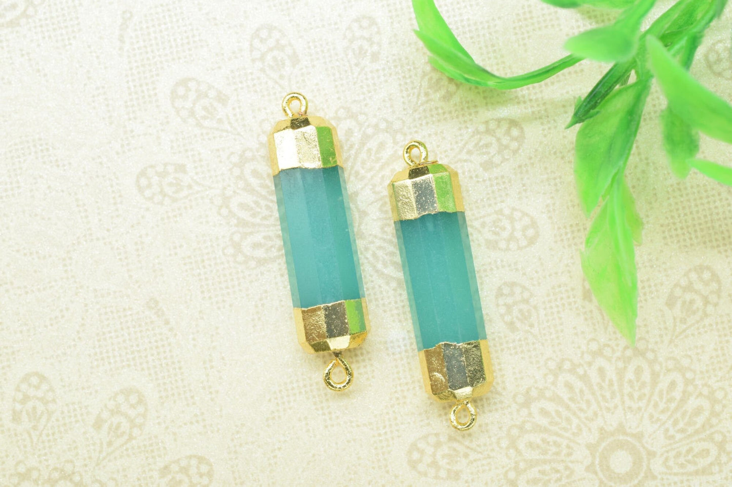 Aqua Quartz Pointed Pendants,Handmade Pencil Charms,Gemstone,Aqua Quartz Jewelry Making Supply,Double Bail Point Connector,Pencil Pendant