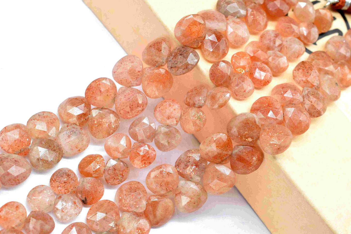 1 Strand Natural Sunstone Gemstone,Sunstone side cut heart briolette,Gemstone Bead, Faceted Gemstone beads Jewelry,Sunstone Heart Shape,Gift