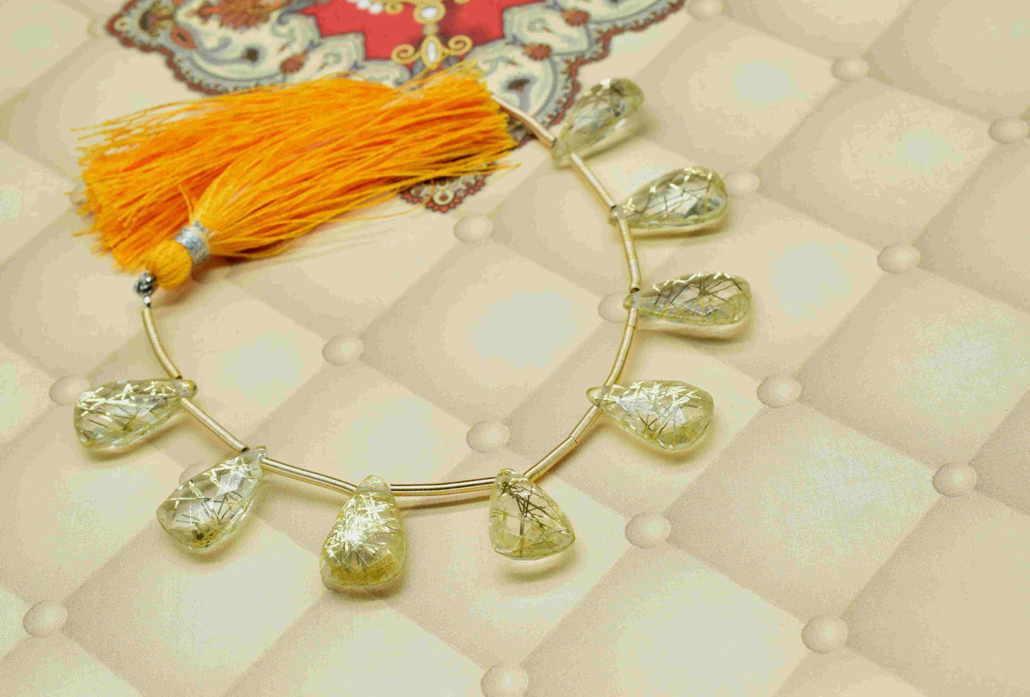 Golden Rutile Triangle Shape Briolettes,Fancy Shape Briolette,Golden Rutile Jewelry Supplies,Golden Rutile Beads Faceted,Gemstone Briolettes