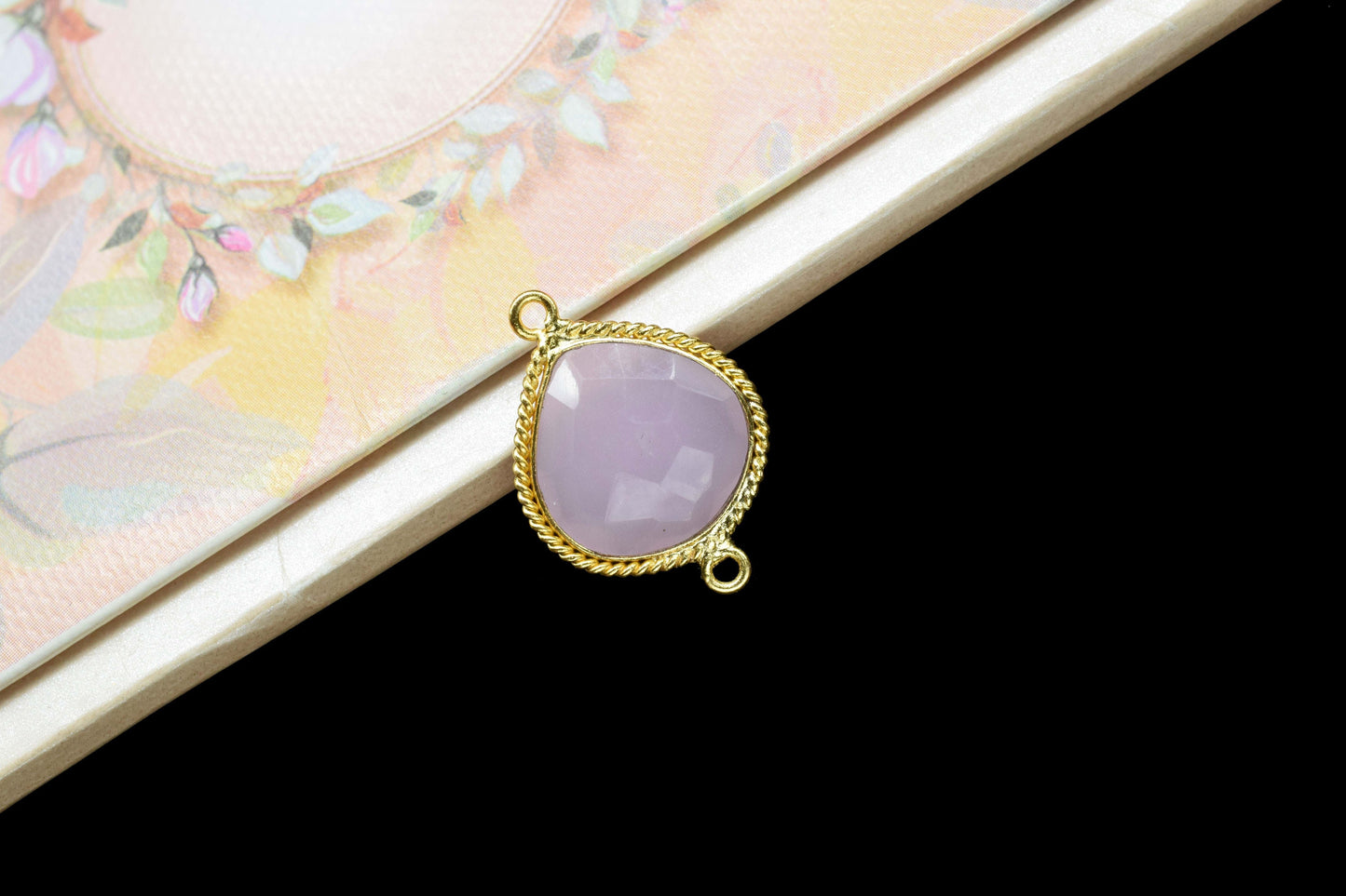 Rose Quartz Checker Board cut Pendant,Rose Quartz Gemstone 14mm Heart shape charm,Gemstone connector,Rose Quartz Double Bail Pendant Jewelry