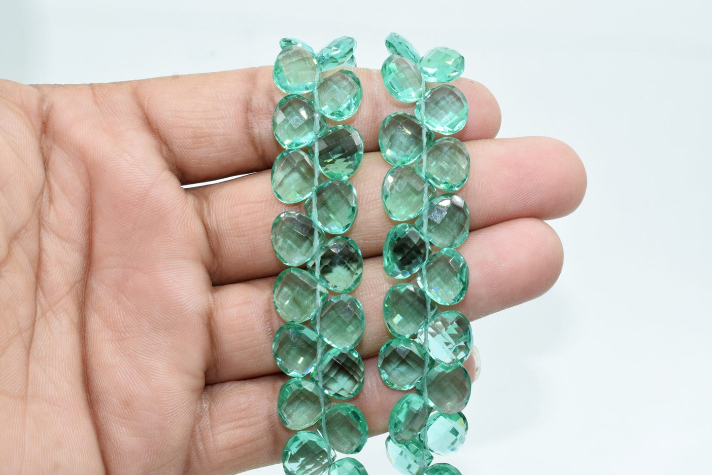 green Apatite Faceted 10mm Heart Shape Briolettes,Side drilled Briolette,Finest Apatite Briolette,Handmade Briolette, Birthstone briolettes