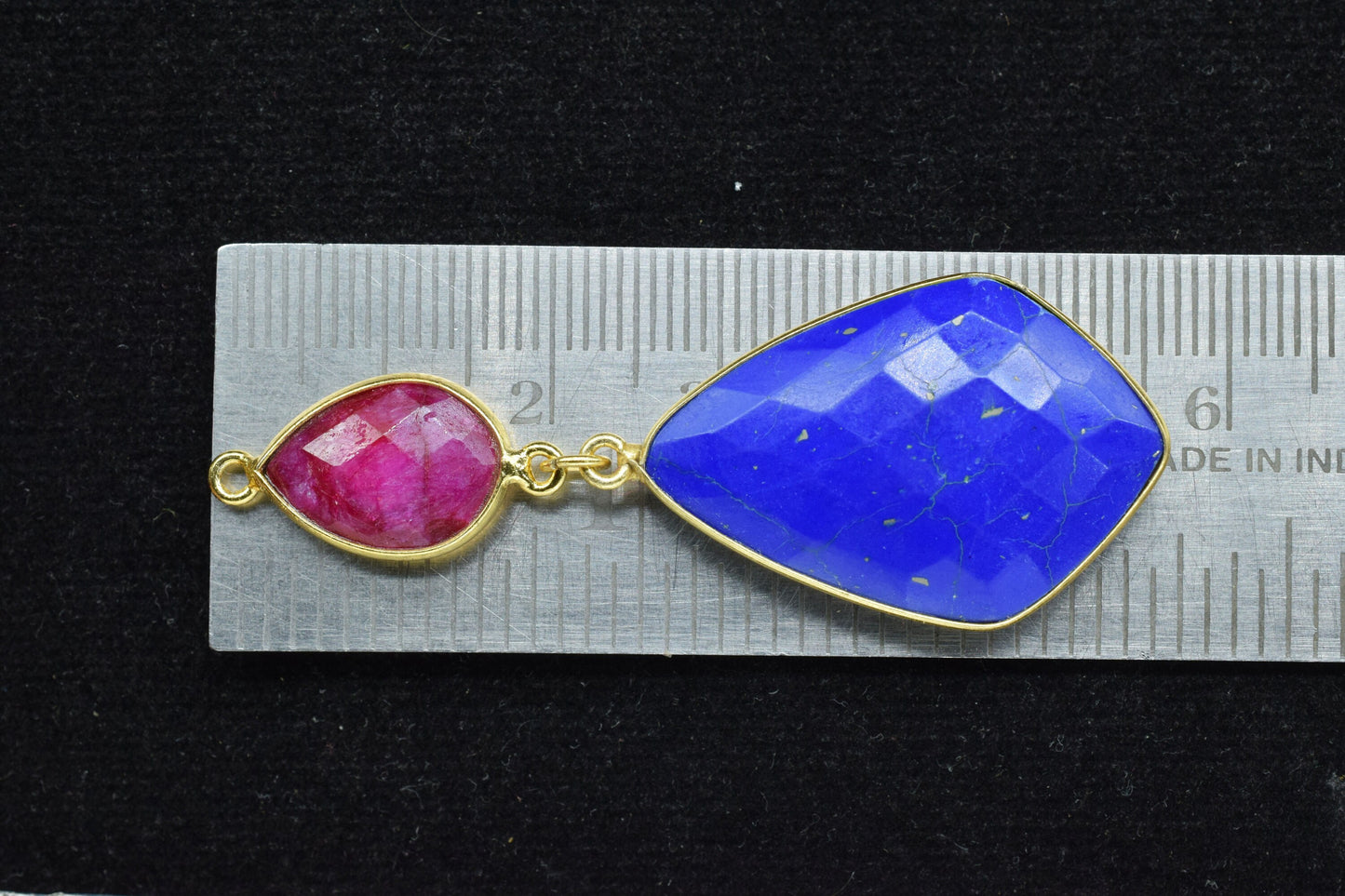 Blue chalcedony Dangle pendant Charms,Natural Ruby Connector,Handmade jewelry,Component pendant,Station Link,Multi Gemstone Dangle Earring