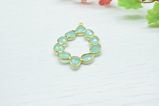 Aqua Chalcedony Earring,Aqua Chalcedony Pendant,Aqua Chalcedony Bezel,10mm t Bezel,Pendant Connector,Six Attached Bezel,Necklace Pendant