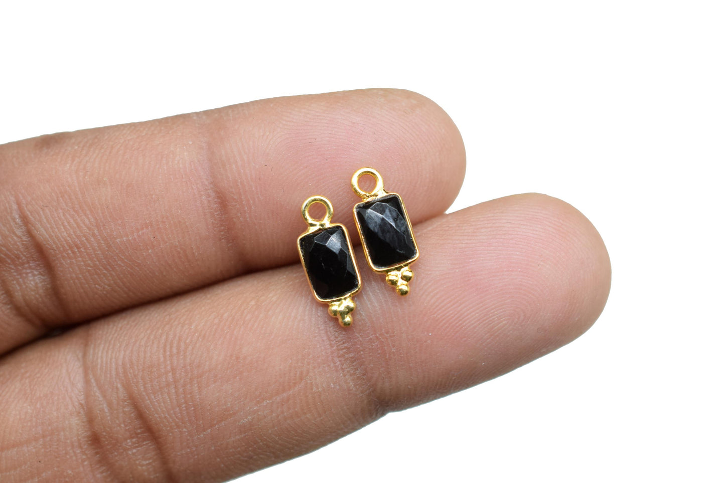 Gemstone Black Onyx Charms Pendant/Buguette Shape Pendant/Handmade Pendant/Tiny Pendant/Necklace Connector jewelry/B'day Gift