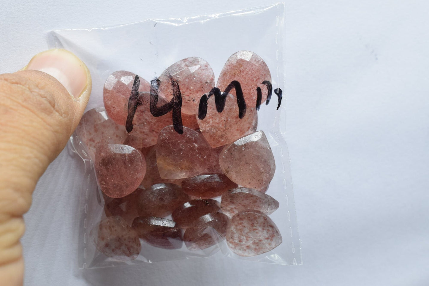 Pink Strawberry 14mm Heart Shape Briolettes,Pink Strawberry Faceted Briolettes,Pink Gemstone Bead,Jewelry Making Bead,Pink Strawberry Beads,