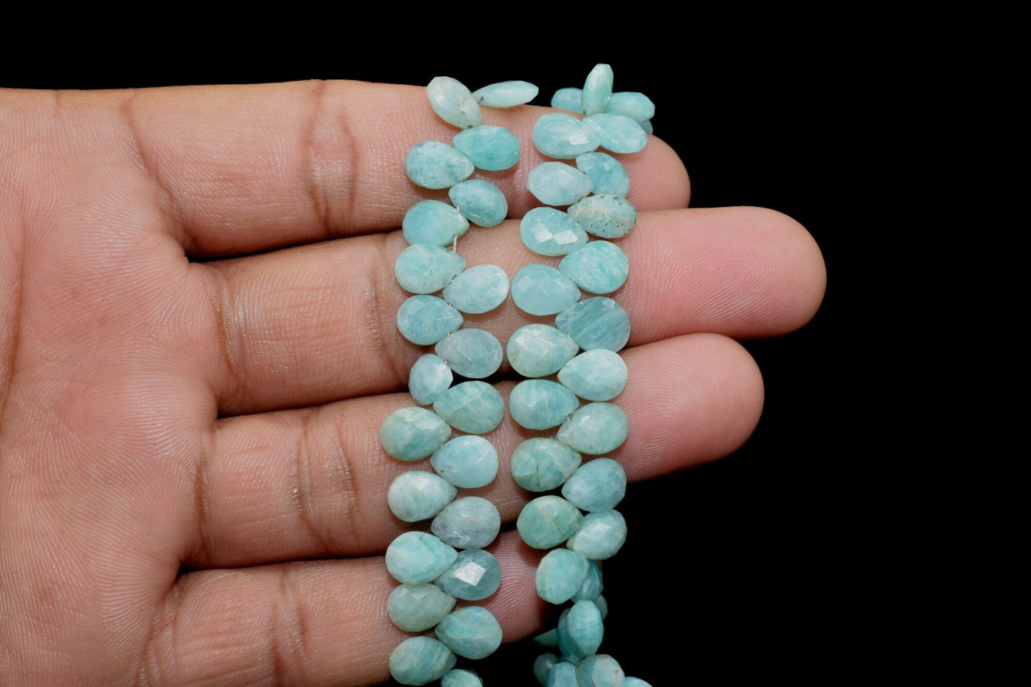 Amazonite Faceted 6x8mm Pear Shape Beads Strand,50pc Pear Shape Strand,Amazonite Teardrop Beads,Amazonite Faceted Beads,Amazonite Strands