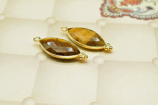 Natural Tiger Eye 10x20mm Marquise charms,Tiger Eye charms Pendant Jewelry Station Bezel Supplies,Tiger Eye Gold Plating single bail Pendant