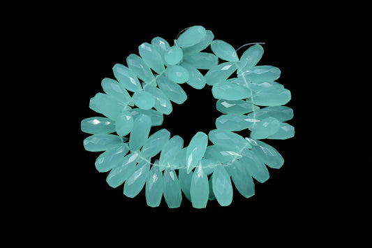 Beautiful Natural Faceted Aqua Chalcedony Drilled Tear Drops Briolettes,6x16 Teardrop Shape Aqua Chalcedony Briolettes,Calibrated Briolettes
