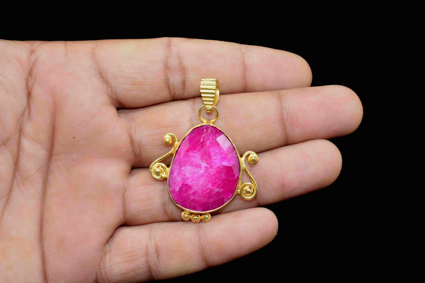 Natural Ruby 20x25mm Irregular Shape Pendant, Gemstone Pendant, Red gemstone Bezel charms,Handmade bezel Pendant,Ruby jewelry,Gift For Woman