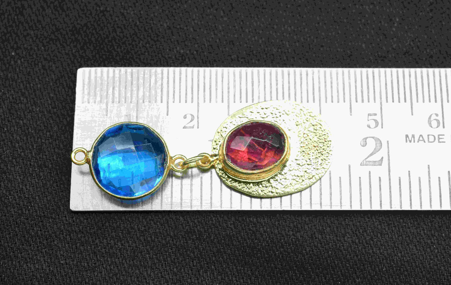 Blue Topaz Pendant Charms , Pink Tourmaline Dangle Earring Component , Multi Gemstone Dangle Earring , Component Jewelry , B'day Gift