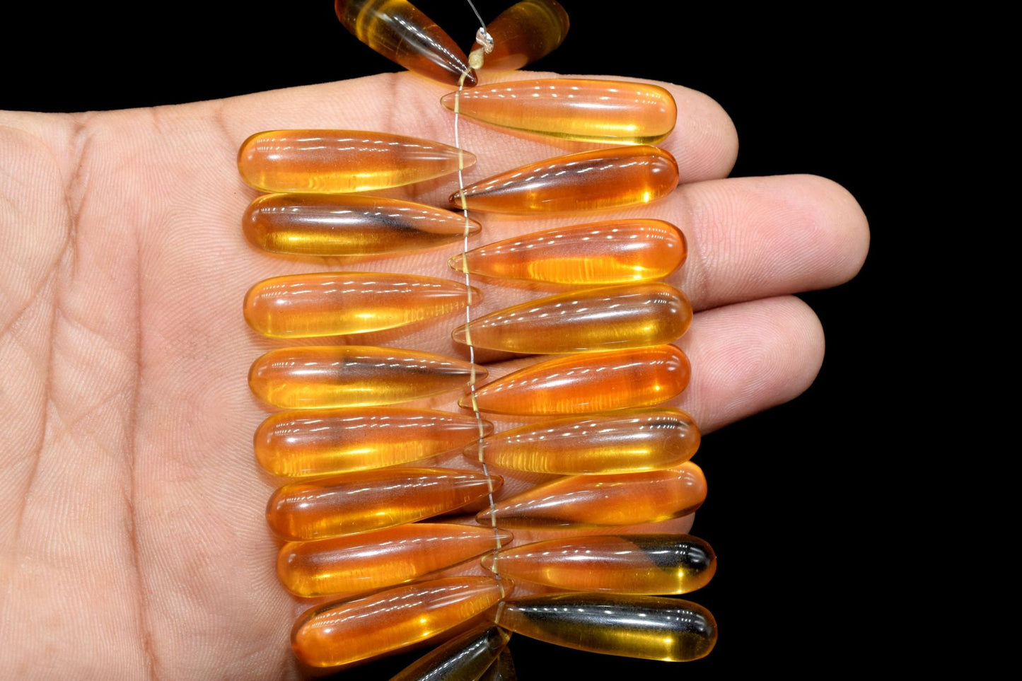 Citrine Long drop 8x30mm smooth Briolettes,Long Drop Shape Briolettes, Yellow Citrine Color,Long Drops,Smooth Elongated Tear Drop Briolettes