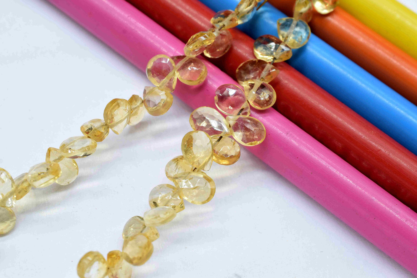 Citrine 6x8mm Pear Shape Briolettes, Gemstone Faceted Pear Shape Beads, 6 Inch Strand,Citrine Faceted Teardrop,Citrine Quartz Strand Jewelry