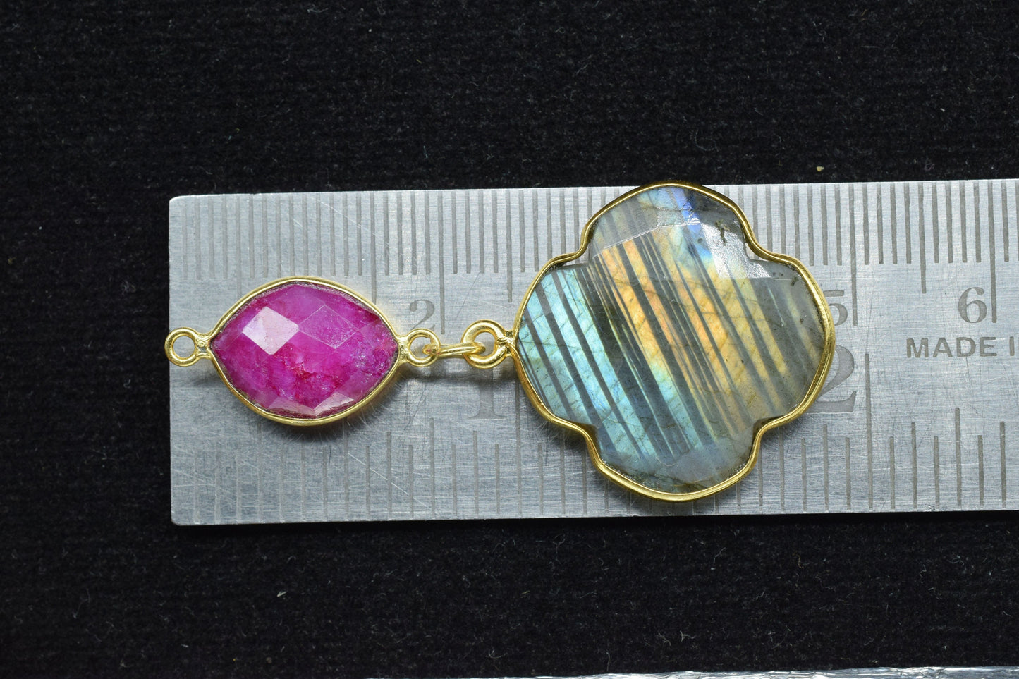 Labradorite Dangle Component pendants,Multi Stone Dangle Earring,Necklace Connector,Ruby pendant Charms,Gemstone Bezel pendant,Handmade Gift