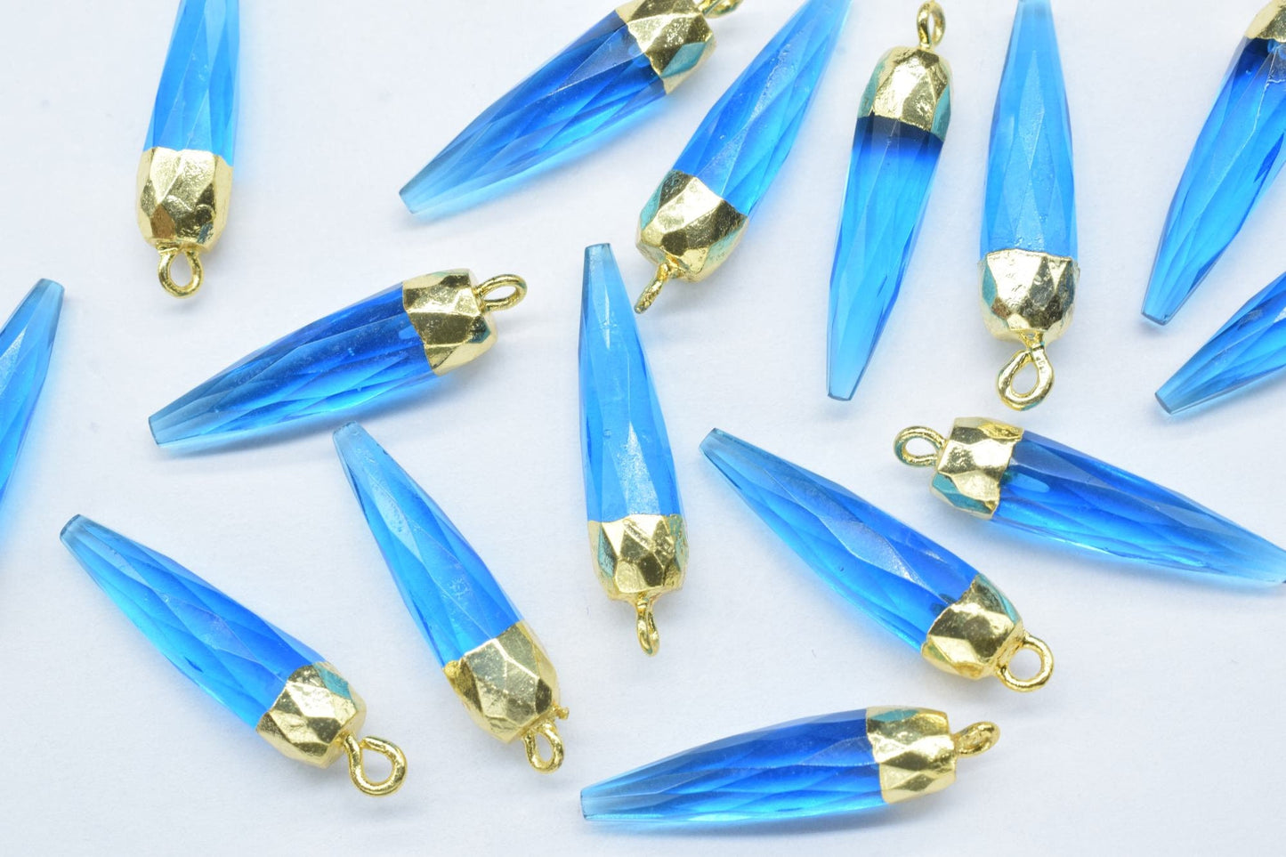 Blue Topaz Pencil Connector,Blue Topaz spike Pendant necklace Jewelry,Gemstone Single Bail Pendant,Handmade Faceted Spike Pointed Charm,Gift