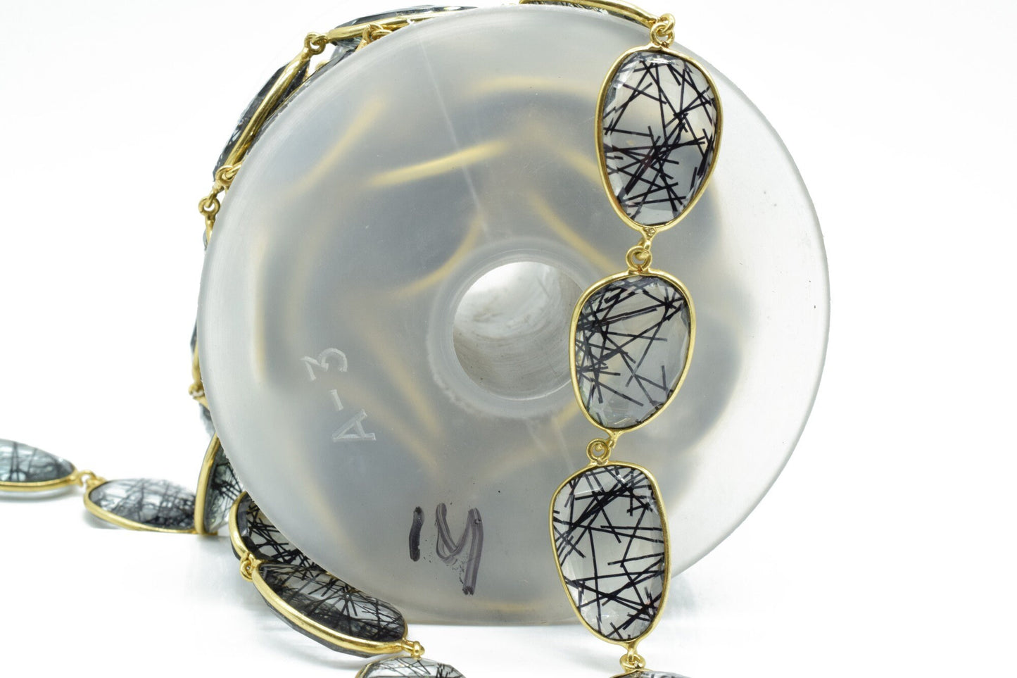 Black Rutile Gold plated Bezel Connector Chain,Black Rutile Faceted Bezel Link Chain,Black Rutile Free form bezel connector chain,jewelry